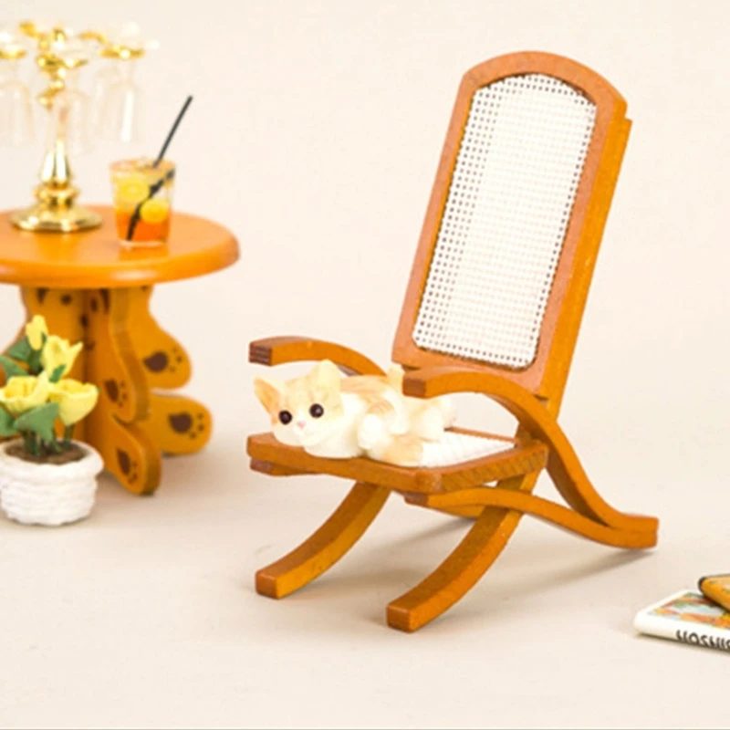 1:12 Miniatiūriniai Lėlių Fotelis Gyvenimo Kambario Baldai, Sofos Medienos Kėdė2