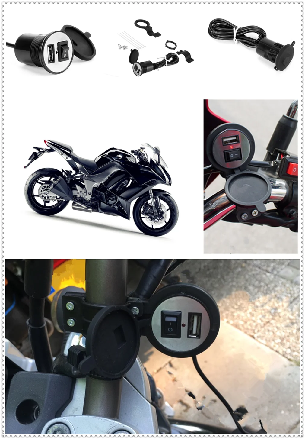 12-24V motociklo USB įkroviklio maitinimo adapteris atsparumas vandeniui už YAMAHA XMAX125 XMAX250 XMAX 400 X300 V-MAX 1700 VMAX13