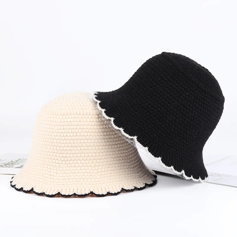 2021 Nauja Rudens Žiemos korėjos Atitikimo Kibirą Skrybėlės Moterų Šiltas Mados Megzti Vilnoniai Bob Varlė Panama Moterų kibiro Kepurę2