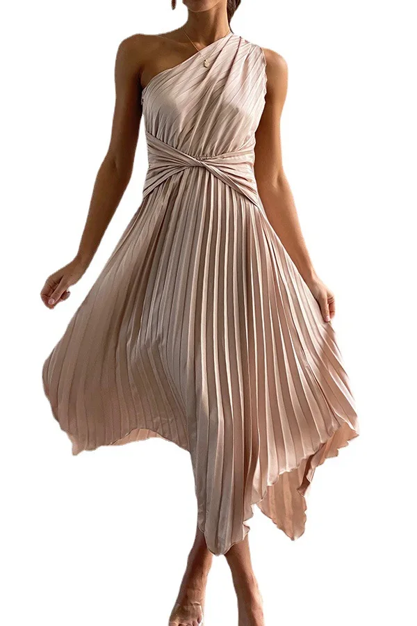 2023 Vasaros Seksualus Moterų vientisos Spalvos Vieno Peties Suknelės, Šaliai, vakarinę Suknelę Nesimetriškas Kulkšnies Ilgis Long Maxi Suknelė1