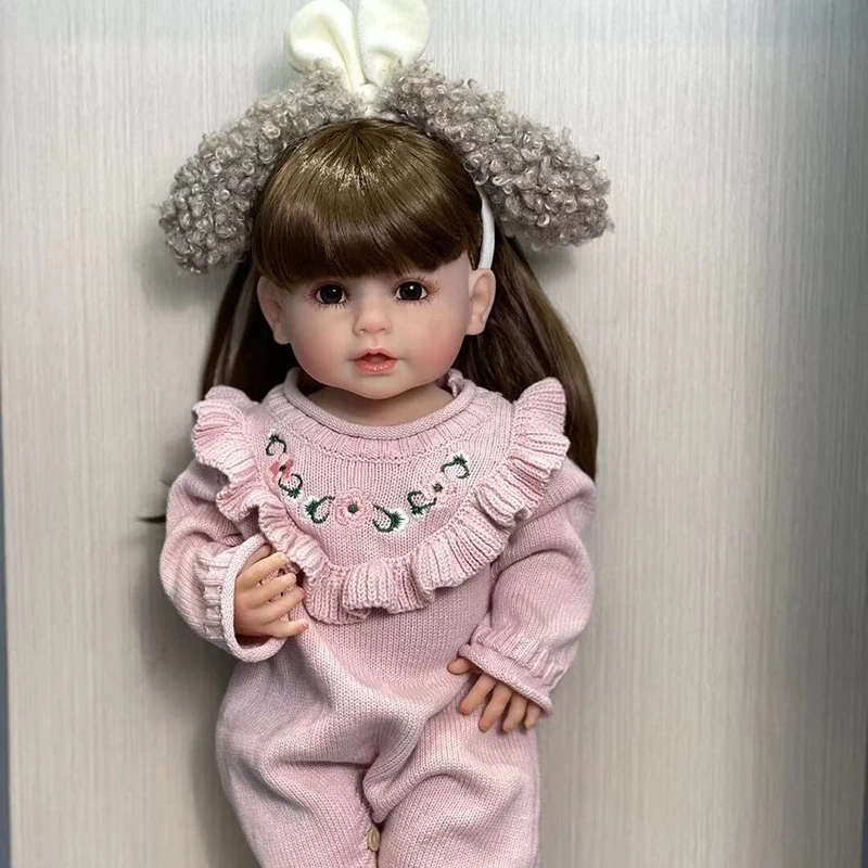 55CM Tikroviška viso Kūno Minkšto Silikono Vinilo Atgimsta Bamblys Mergina Lėlės tikroviška nekilnojamojo kūdikių perukas su ilgais plaukais girl dovana0