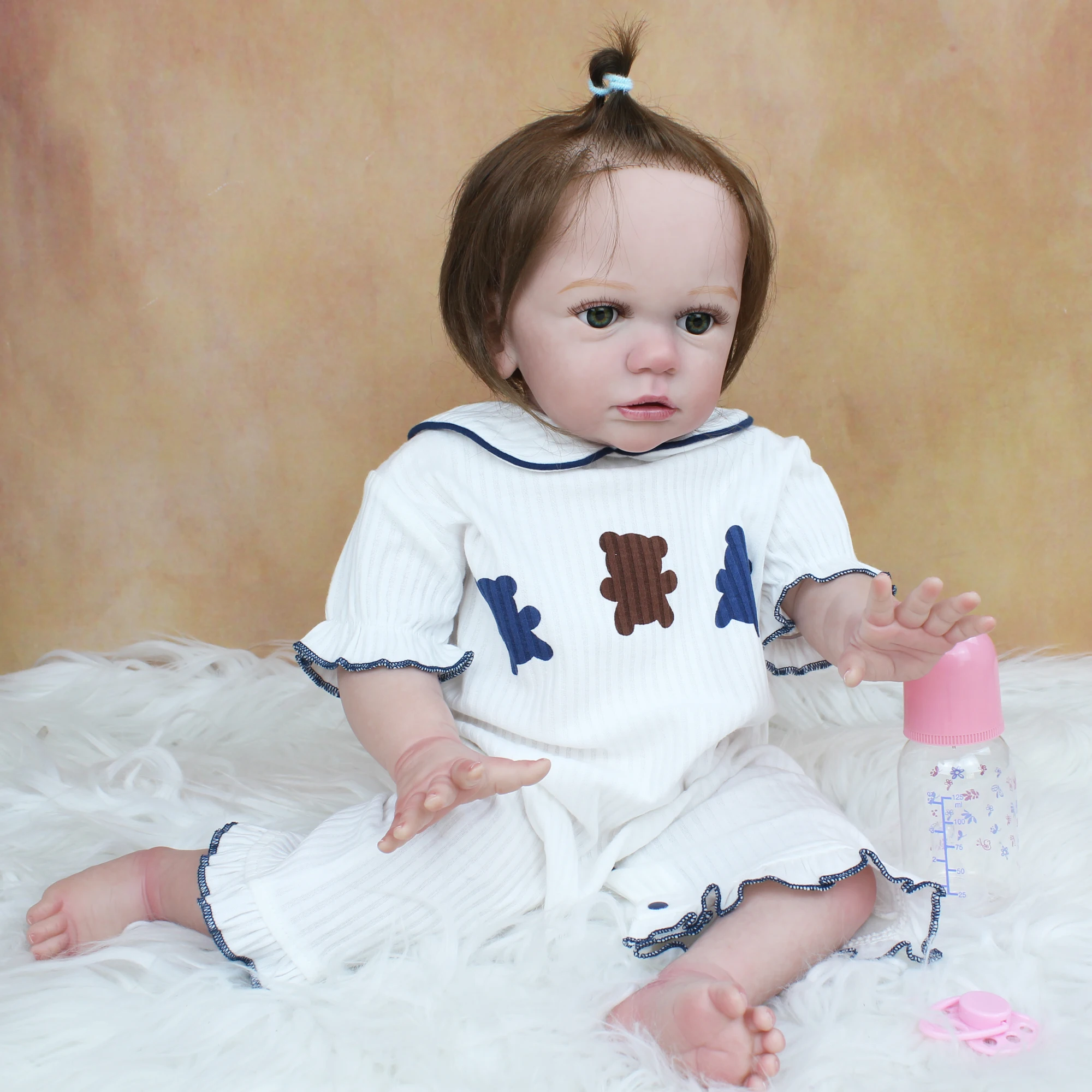 60 CM 3D-Dažų Odos Minkštas Silikoninis Reborn Baby Doll Girl Kaip tikra Princesė Bamblys Žaislas Suknelė Gyvas Bebe Nekilnojamojo Touch1