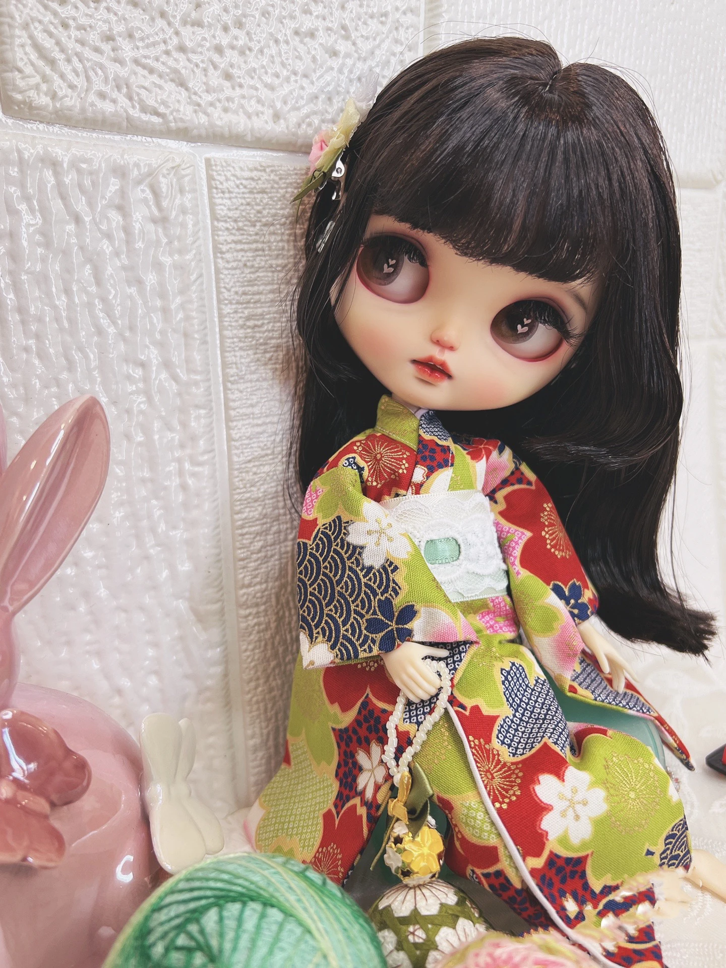 Blythe drabužius Kimono Paauksuotas cherry blossom girl dress 1/6 30cm BJD anime mergina (Tinka mažai žuvų kūno、 Pullip,Ob24, Licca)2