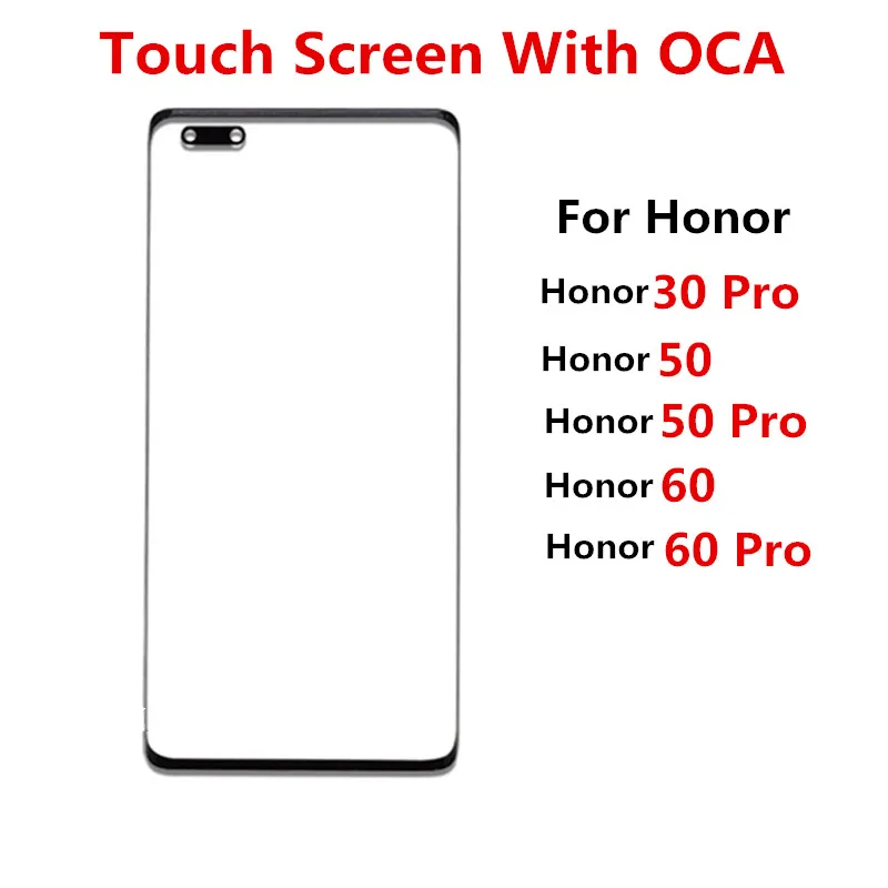 Išorinis Ekranas Touch Panel LCD Ekranas Priekinio Stiklo danga skirta Huawei Honor 30 50 60 Pro Objektyvą Remontas, Pakeisti Dalys + OCA2