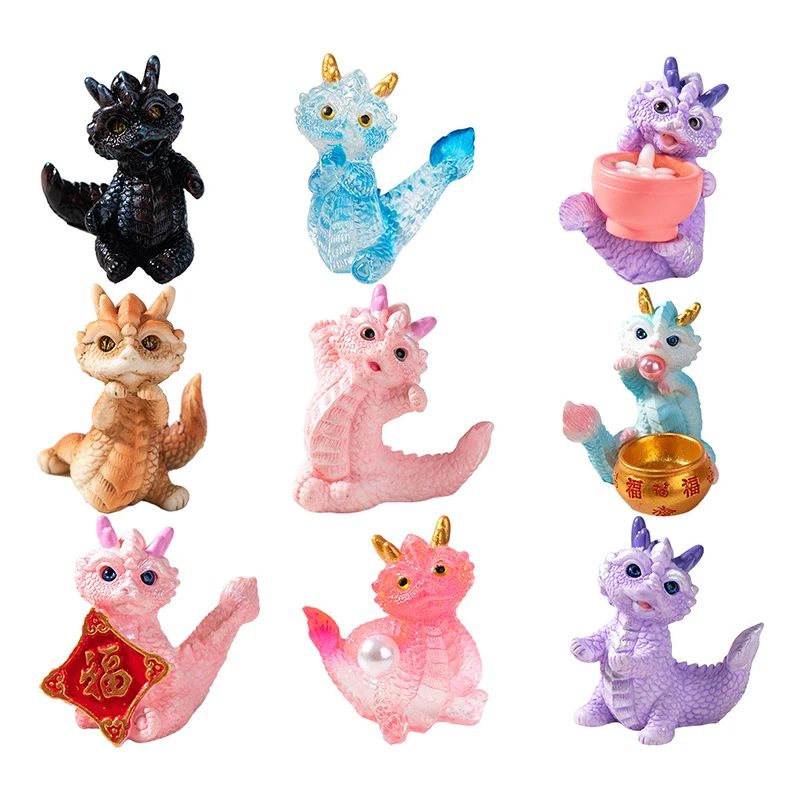 Mielas Animacinių Filmų Mini Drakono Figūrėlė 2023 Metų Dragon Ornamentu Micro Kraštovaizdžio Puošmena Miniatiūriniai Lėlių Žaislas1
