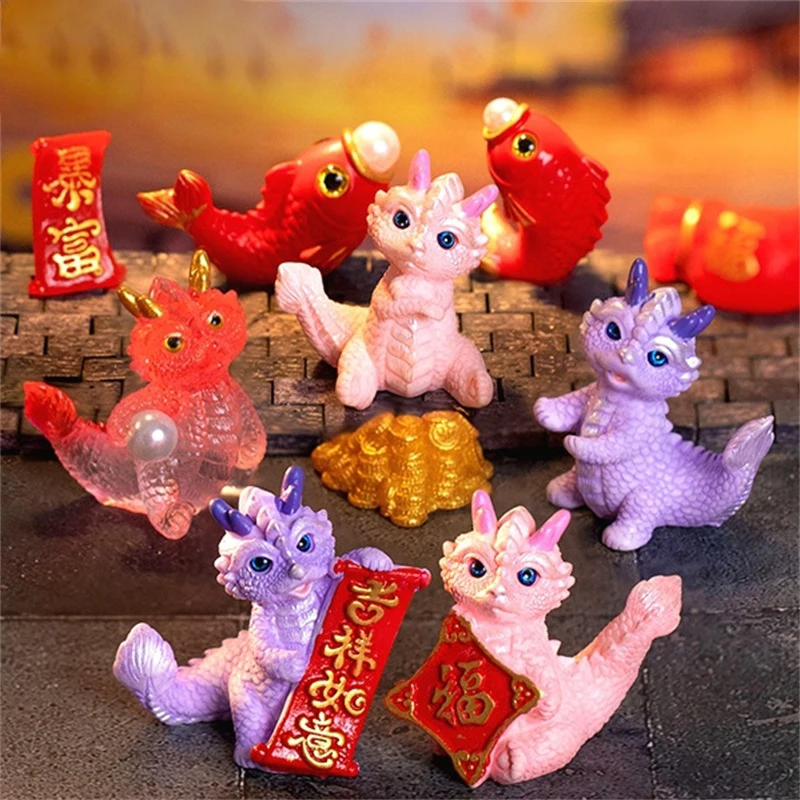 Mielas Animacinių Filmų Mini Drakono Figūrėlė 2023 Metų Dragon Ornamentu Micro Kraštovaizdžio Puošmena Miniatiūriniai Lėlių Žaislas4