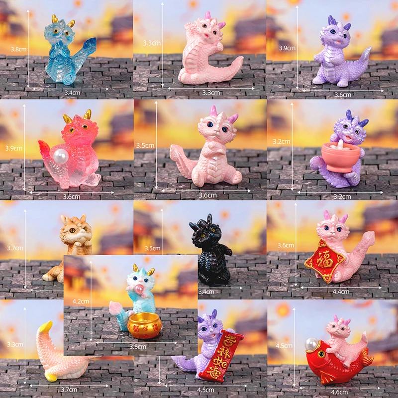 Mielas Animacinių Filmų Mini Drakono Figūrėlė 2023 Metų Dragon Ornamentu Micro Kraštovaizdžio Puošmena Miniatiūriniai Lėlių Žaislas5