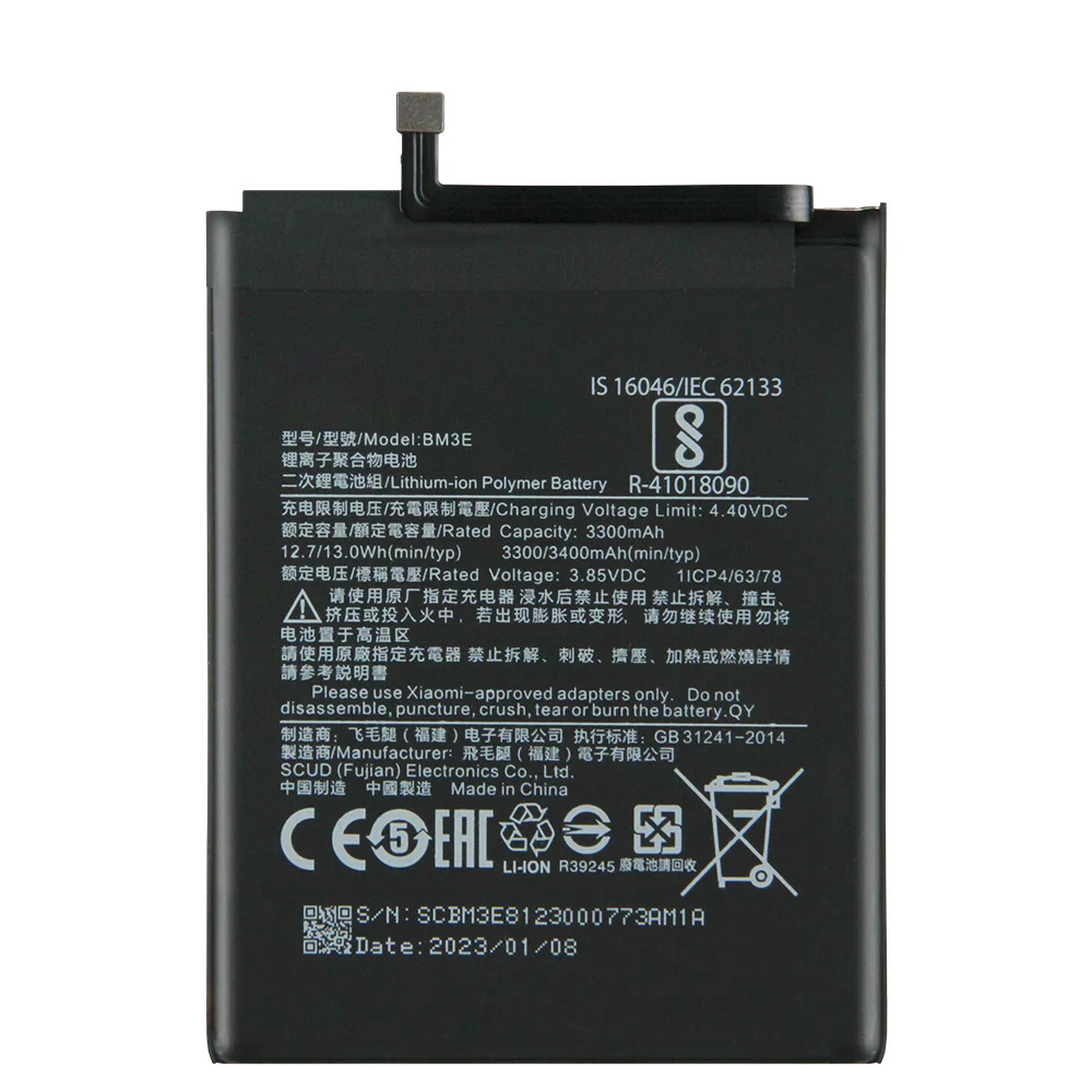 Pakaitinio Telefono Baterija BM3E Už Xiaomi 8 MI8 Mi 8 M8 3400mAh Su nemokamais Įrankiais3