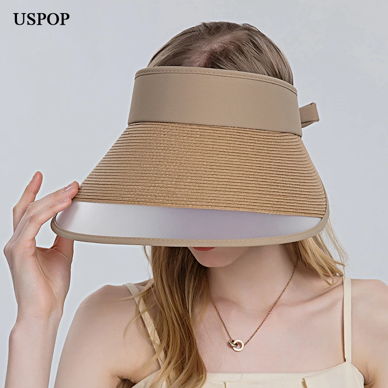 USPOP 2022 Naujas Vasaros Šiaudų Saulės, Skrybėlės Moterims Šiaudų Kepurės Juostelės Laivapriekio Paplūdimys Skrybėlės nuo Saulės Pavėsyje0