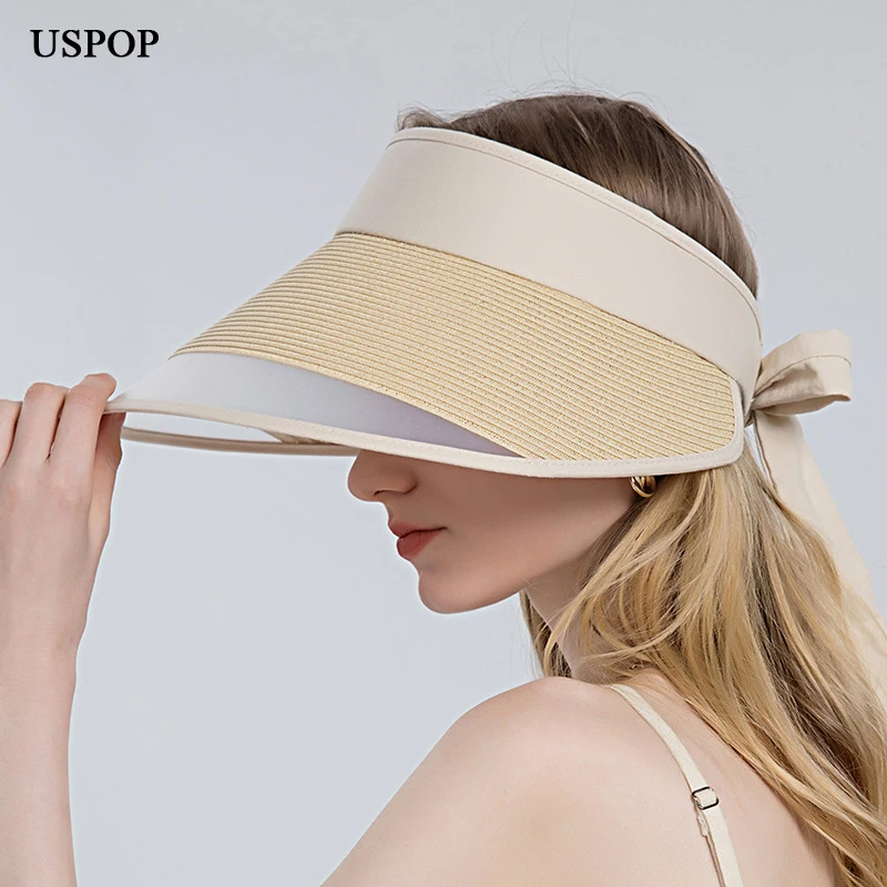 USPOP 2022 Naujas Vasaros Šiaudų Saulės, Skrybėlės Moterims Šiaudų Kepurės Juostelės Laivapriekio Paplūdimys Skrybėlės nuo Saulės Pavėsyje4