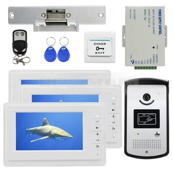 DIYSECUR Vaizdo Duris Telefonas, Vaizdo Domofonas Doorbell Fotoaparato ekrane Elektros Strike Užraktas RDA Keyfobs 1v3