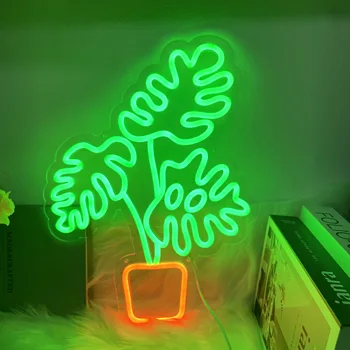 Monstera Lapų LED Neonas Pasirašyti Augalų Neoninis Ženklas, Neoninės Monstera, Žalia Estetinės Neoninis Ženklas, Miegamojo Neoninis Ženklas, Žalios Mylėtojas