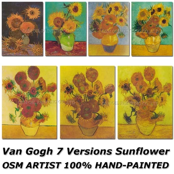OSM Menininkas Atgaminti Van Gogho Saulėgrąžos Aliejaus Tapybai Rankų darbo, Aukštos Kokybės natiurmortas Vaza su Saulėgrąžos Aliejaus Tapybai