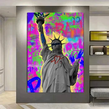 Laisvės statula, Grafiti, Drobė, Tapyba Gatvės Menas Abstraktus, Plakatų ir grafikos Sienos Nuotrauka už Kambarį Namų Dekoro Dovana