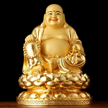 5+ Azijoje aukštos kokybės aukso, vario Maitrėjos Dievo turtų laimingas Budos statula NAMŲ parduotuvė Patrona sent atnešti pinigų, SĖKMĖS
