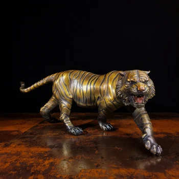 Retas 2023 Viršuje dekoratyvinės dailės NAMO KAMBARYJE verslo Talismanas suderinti turto ir Pinigų, SĖKMĖS Vario tigras, leopardas statula 51cm didelis