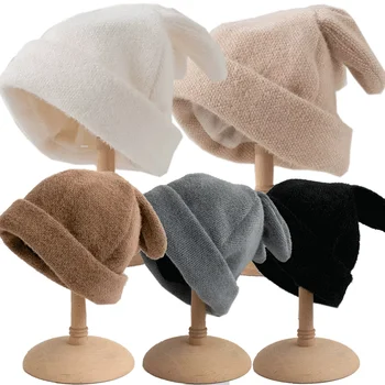 Moterų Puošmena Triušio Ausis Triušio Kailio Kepurę Moterims ir Rudenį, ir Žiemą Megzti Vilnos Skrybėlė, Žiemą Šilta korėjos Versija, Japonijos Skrybėlės