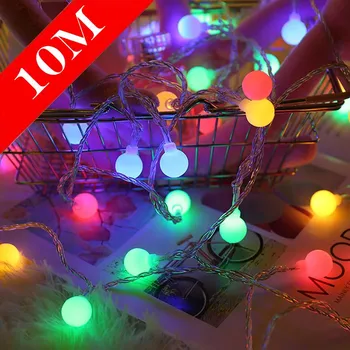 Pasakų Žibintai LED Snaigė Žvaigždė Kamuolys Kalėdinė Dekoracija String Šviesos Lauko patalpų Vestuves Žibintai Naujųjų Metų Garliava