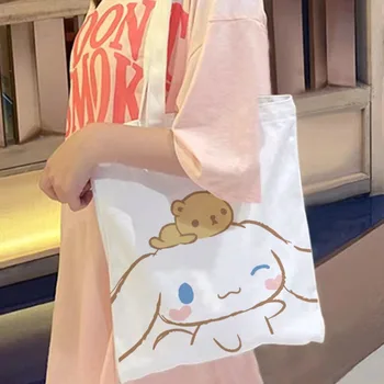 Sanrio Hello Kitty Cinnamoroll Drobė Maišelis Studentas Didelės Talpos Mielas Kuromi Shopper Nešti Maišą Aplinkos Saugojimo Mokyklos Krepšiai