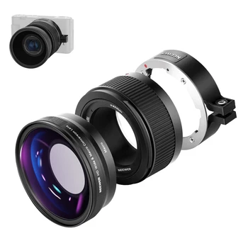 Neewer Plataus Kampo Objektyvas Sony ZV1 Kamera 2-in-1 18mm HD Plataus Kampo Žibintas; 10x Macro Papildomas Objektyvas su Pratęsimo Vamzdis