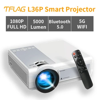 TFlag L36P X1 Projektorius Full Hd 1080P 4K 5000Lumen Wifi Mini LED Nešiojamasis Projektorius, LCD 2.4 G 5G Smartfon Vaizdo Home Office