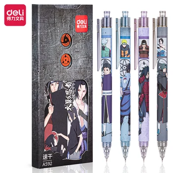 4Pcs Deli A592 Naruto Paspauskite Quick Dry Studentų Neutralus Pen Anime Pen Gelio Rašiklis 0,5 mm Pasirašymo Pen Juodo Rašalo Tiekimo Mokykla
