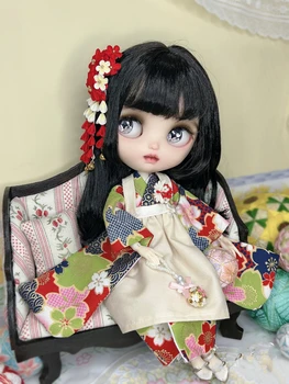 Blythe drabužius Kimono Paauksuotas cherry blossom girl dress 1/6 30cm BJD anime mergina (Tinka mažai žuvų kūno、 Pullip,Ob24, Licca)