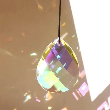 Muy Bien 75mm Lašas Rainbow Crystal Suncatcher Stiklo Prizmė Kabinti Liustra, Kristalai Pakeitimo Priedai Ašaros Pakabukas