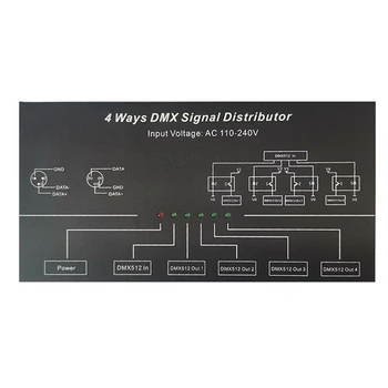 DMX512 Stiprintuvo Splitter DMX512 Signalo Kartotuvų 1CH DMX121 4CH 4 Išvesties Prievadai DMX124 Signalo Skirstytuvas, AC100V-240V
