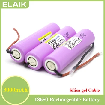 ELAIK 6pcs 100% originalus naujas INR18650 baterija 3.7 V 18650 3000mAh INR18650 30Q ličio-jonų baterija+silikono kabelis