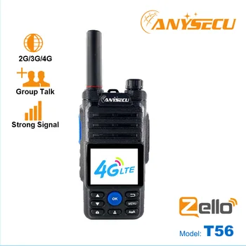 Anysecu T56 4G LTE Tinklo Radijo Zello Walkie Talkie Telefono 6800mAh Baterija Mobiliojo Kumpis POC Radijo Mėgėjų 