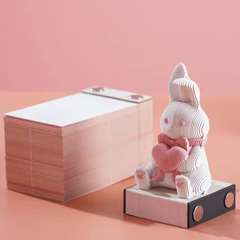 Omoshiroi Blokuoti 3D Notepad Cute Bunny pažymi, trimatis Triušis Memo Pad Popieriaus Pažymi, Kawaii Stalo Reikmenys BirthdayGift