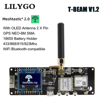 LILYGO® TTGO Meshtastic T-Šviesos V1.1 ESP32 433/868/915/923Mhz WiFi BT ESP32 GPS NEO-6M SMA 18650 Baterijos Laikiklis Su OLED
