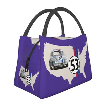 Herbie 53 Klasikinių Lenktyninių Automobilių Logotipą, Izoliuoti Pietūs Krepšiai Mokyklos Buveinė Sandarus Aušintuvas Šilumos Bento Box Moterims