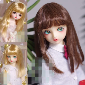 BJD Doll Perukas tinka 1-3 1-4 1-6 1-8size baby soft silk kirpčiukai tamsiai rudi ilgi tiesūs plaukai lėlės priedai
