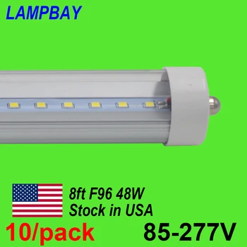 10/pak 8FT. 2.4 m LED lempa Lemputė 48W FA8 vieną pin Modifikavimas Lempos 8 pėdų F96 T8 T12 Flurescent Žibintai 85-277V 110V