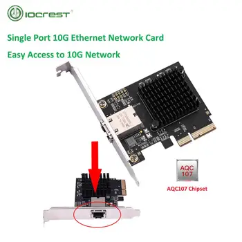 IOCREST Pcie x4 Vieno Uosto, 10 Gbase Gigabit Ethernet Nic Pci Express 10G/2.5 G/1000M/100/10M RJ45 Lan Tinklo Adapterio plokštę